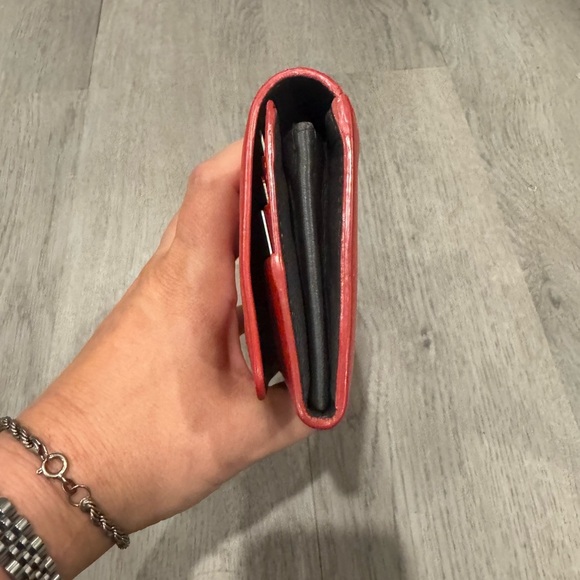 Celine Leather Vintage Bifold Long Wallet Women's - Red With Gray Interior EUC - Picture 4 of 10